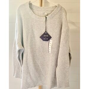 AVA‎ & VIV Womens Gray Ribbed Crew Neck Long Sleeve Sweater Plus Size 3X